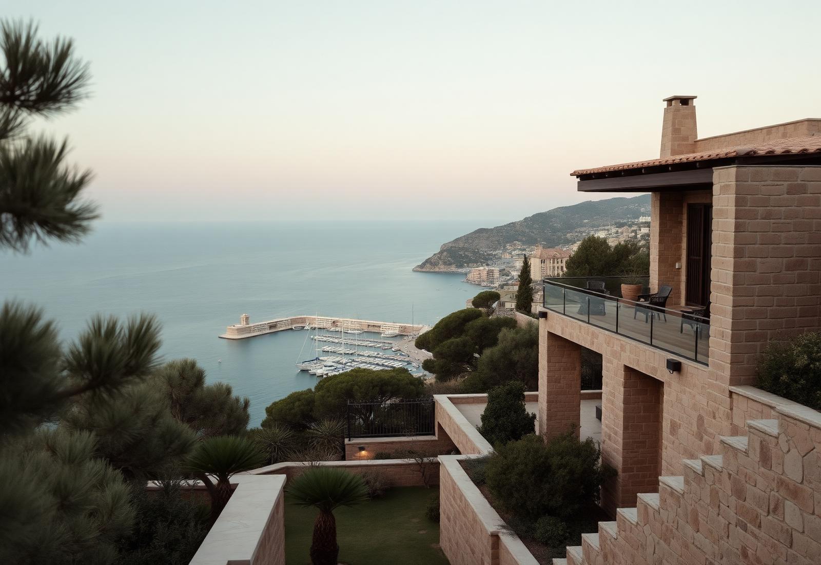 Contemporary Mediterranean house on a hillside above the harbour